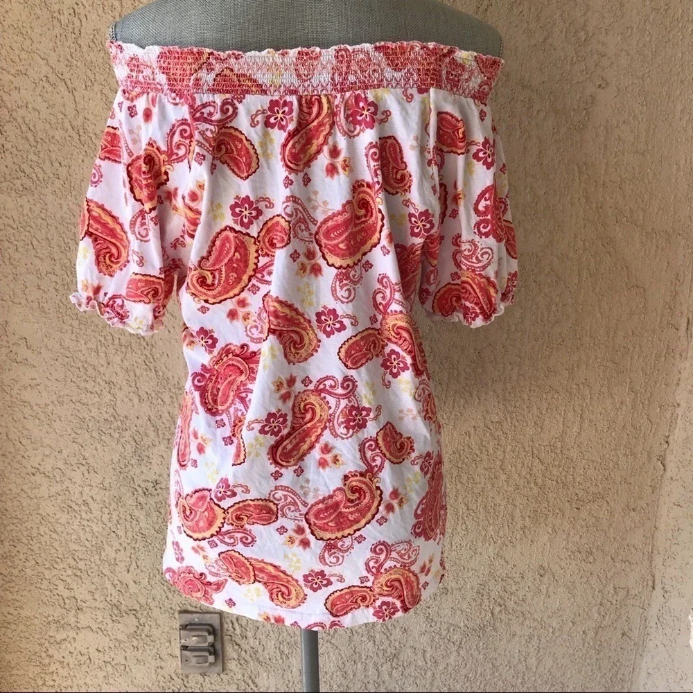 On or Off The Shoulder Top‎ Paisley Print Cotton M